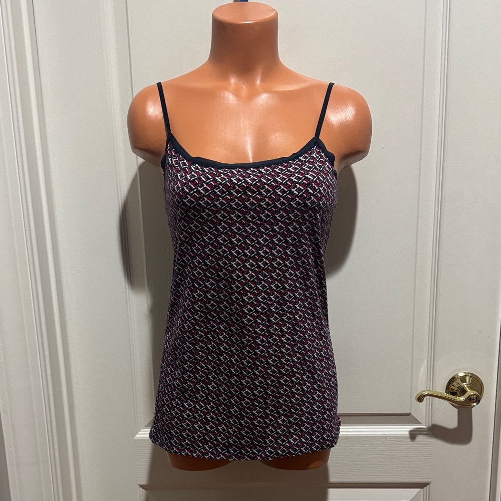 TOMMY HILFIGER Cami Tank Top Red White Blue Adjustable Straps M Medium EUC KL